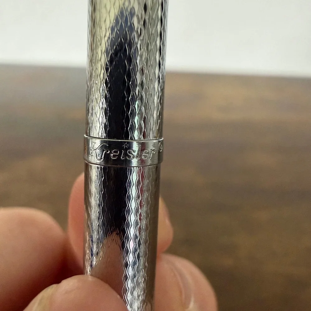 Vintage Kreisler USA‎ Textured Silver Tone Ballpoint Pen Mid Century